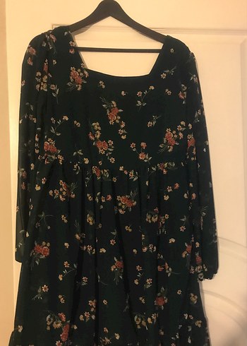 Uzun Kollu Yeşil Desenli Bohem Elbise - Görsel 5