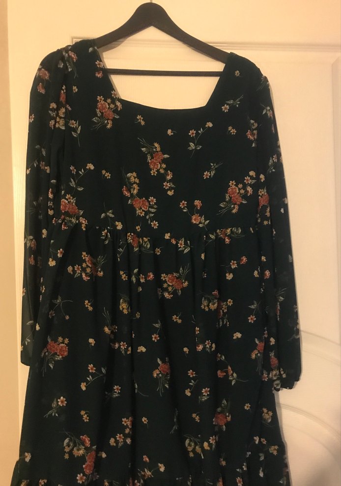 Uzun Kollu Yeşil Desenli Bohem Elbise - Görsel 5