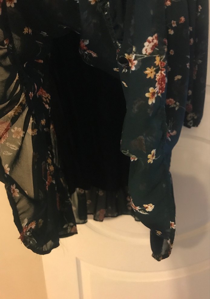 Uzun Kollu Yeşil Desenli Bohem Elbise - Görsel 4