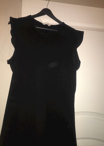 Siyah Midi V Yaka Kolsuz Elbise - Görsel 2