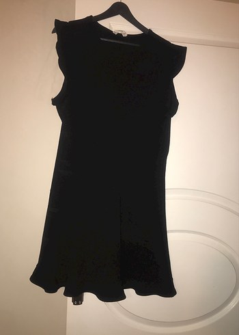 Siyah Midi V Yaka Kolsuz Elbise - Görsel 3