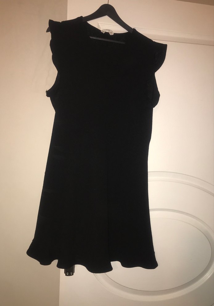 Siyah Midi V Yaka Kolsuz Elbise - Görsel 3