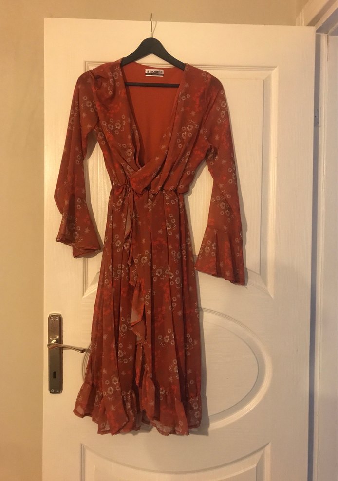 Kırmızı Bohem Uzun Kollu Uzun Elbise - Görsel 2