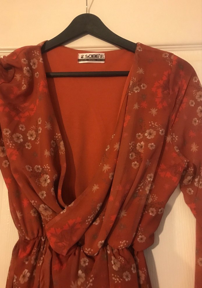 Kırmızı Bohem Uzun Kollu Uzun Elbise - Görsel 3