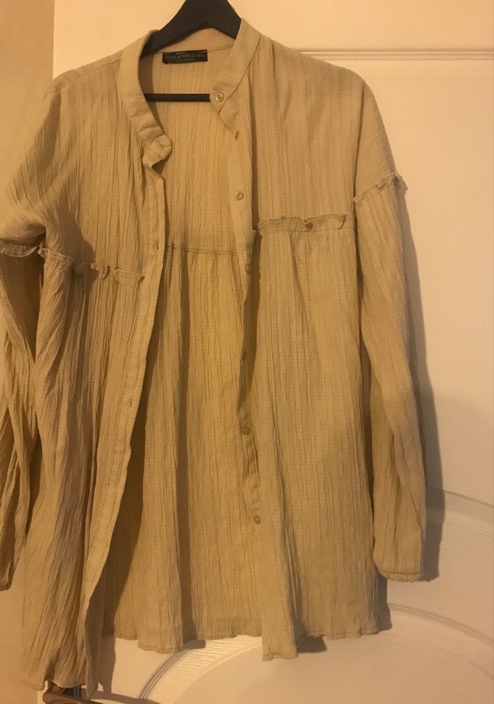 Bej Keten Bohem Gömlek - Görsel 2