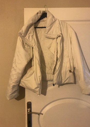 Beyaz Kemerli Keten Kadın Ceket - Görsel 2