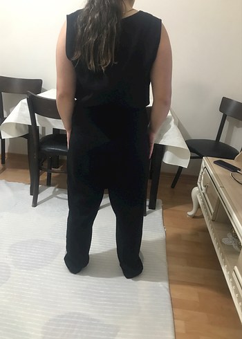 Siyah Hamile Tulum, Kolsuz, Notch Yaka - Görsel 4