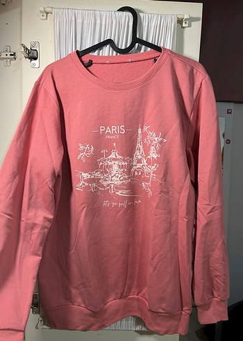 l Beden Pembe Paris Baskılı Kadın Sweatshirt