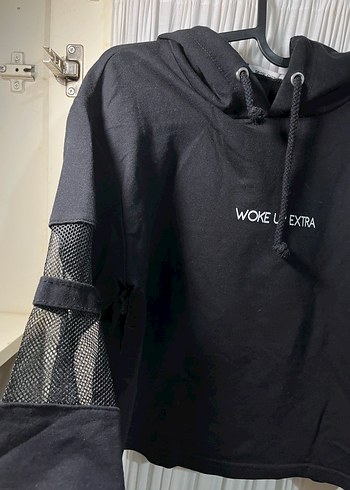 s Beden Kadın Siyah Kapüşonlu Sweatshirt
