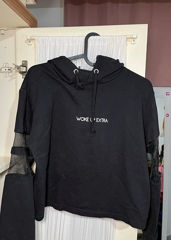 Kadın Siyah Kapüşonlu Sweatshirt