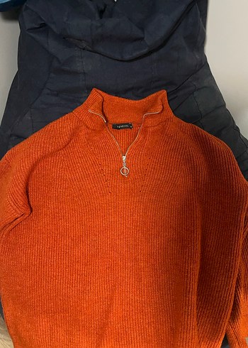 Kırmızı Yarım Fermuarlı Triko Kazak - Görsel 5