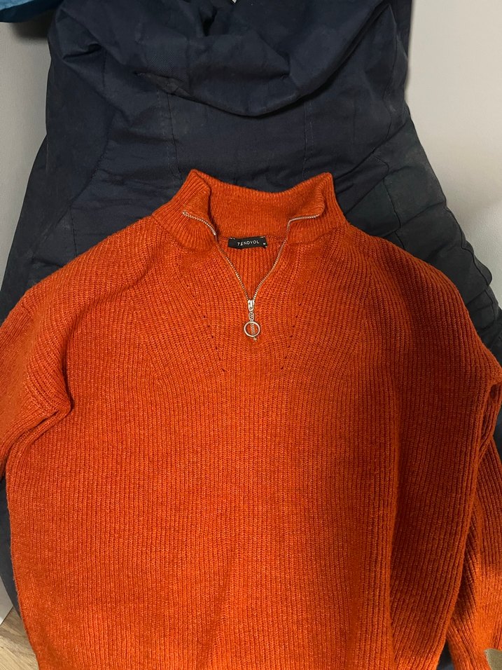 Kırmızı Yarım Fermuarlı Triko Kazak - Görsel 5