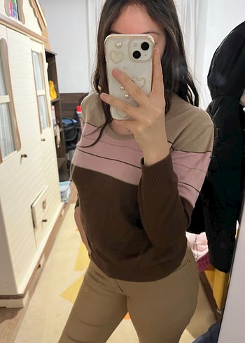 Kadın Bej Triko Uzun Kollu Kazak - Görsel 4