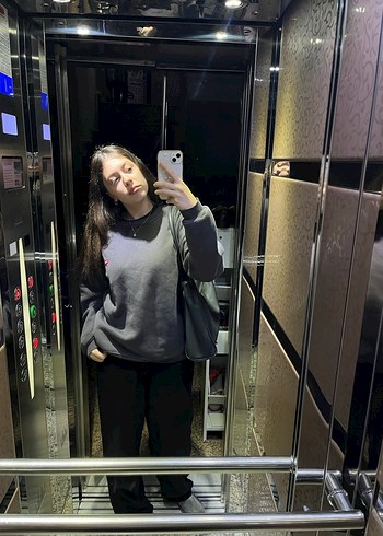 Gri Yüksek Yakalı Kadın Sweatshirt - Görsel 3