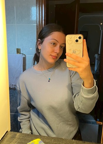 açık mavi Kadın Salaş Sweatshirt - Görsel 2