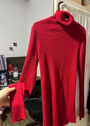 Kırmızı Boğazlı Kadın Triko - Görsel 2