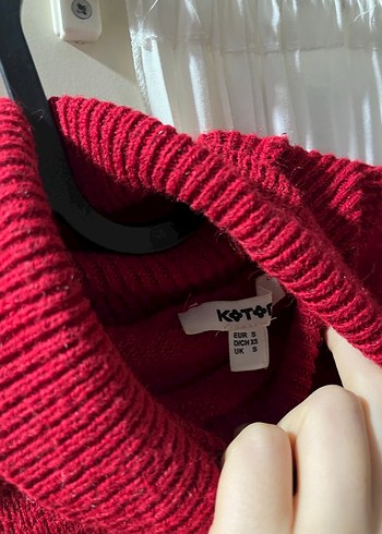 Kırmızı Balıkçı Yaka Örgü Kadın Kazak - Görsel 2