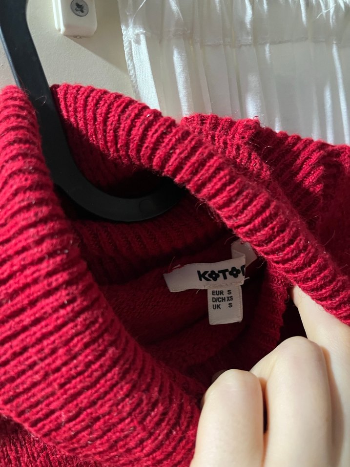 Kırmızı Balıkçı Yaka Örgü Kadın Kazak - Görsel 2