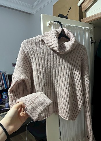 Bej Kadın Boğazlı Triko Kazak - Görsel 2