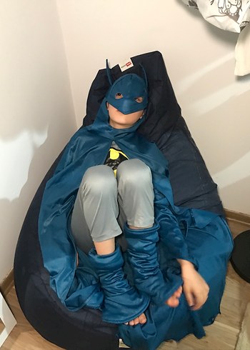 8 Yaş Beden mavi Renk Koyu Mavi Çocuk Batman Kostümü