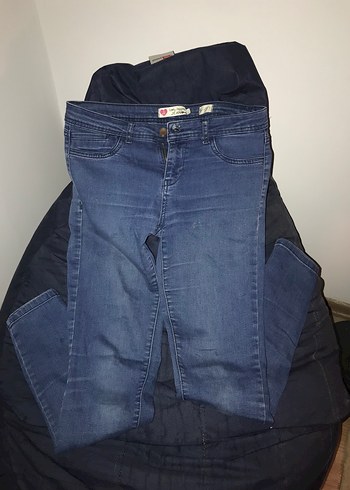38 Beden mavi Renk Düğmeli, Normal Boy, Mavi Kadın Kot Pantolon