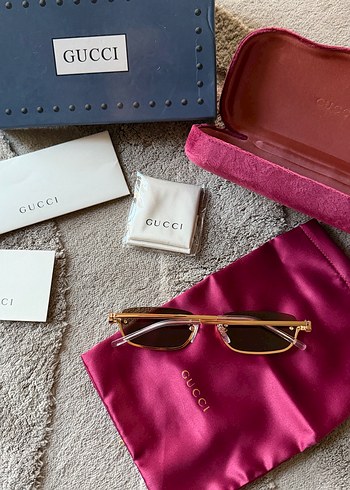 Gucci Parlak Altın Kadın Güneş Gözlüğü - Görsel 3