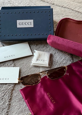 Gucci Parlak Altın Kadın Güneş Gözlüğü - Görsel 4