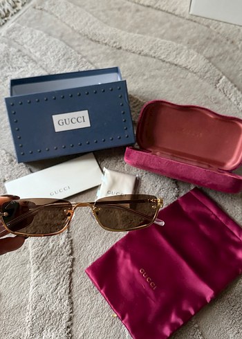 Gucci Parlak Altın Kadın Güneş Gözlüğü - Görsel 7