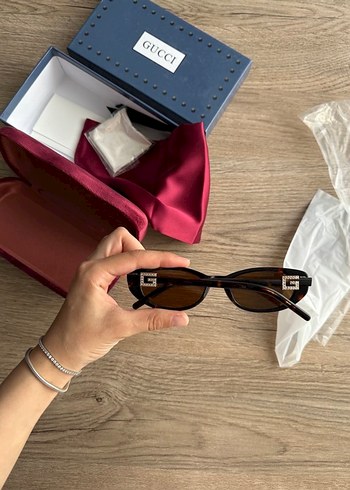 Gucci taşlı kahverengi gözlük - Görsel 4