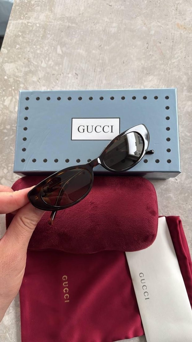 Gucci Parlak Kahverengi Kadın Güneş Gözlüğü - Görsel 2