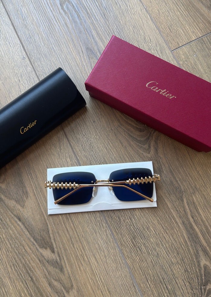 Cartier Siyah Boncuklu Kadın Güneş Gözlüğü - Görsel 2