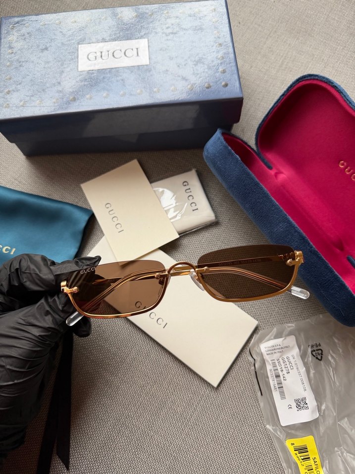 Gucci Parlak Kahverengi Kadın Güneş Gözlüğü - Görsel 2