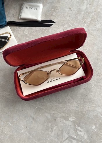 Bej Parlak Gucci Kadın Güneş Gözlüğü - Görsel 3