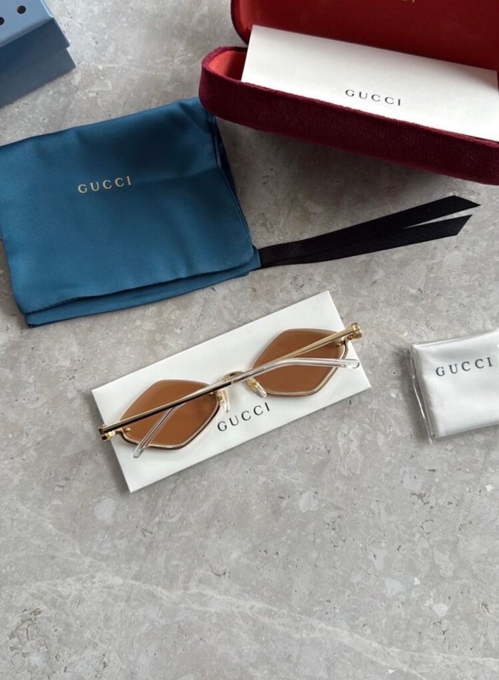 Bej Parlak Gucci Kadın Güneş Gözlüğü - Görsel 2