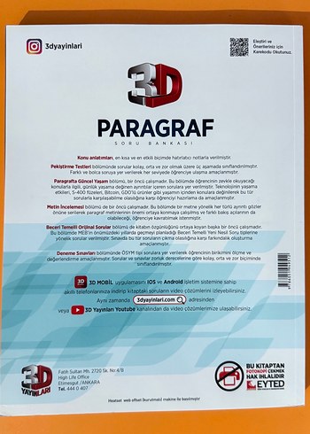  3D Yayınları YKS Paragraf Soru Bankası