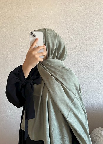 Açık yeşil monogram şal
