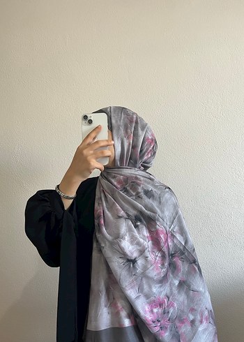 Gri ipek görünümlü pamuk şal