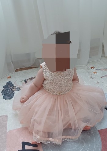 Kız bebek Pudra Dantelli Elbise