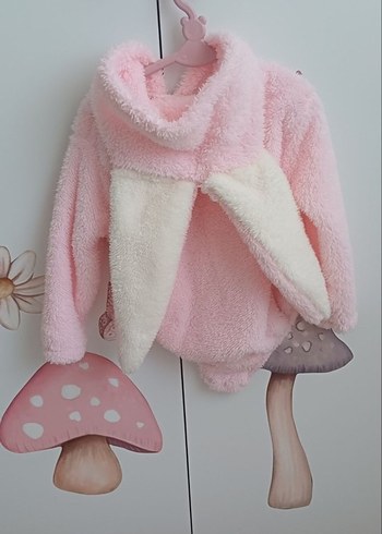 Nakışlı Pembe Kız Çocuk Bornoz - Görsel 2