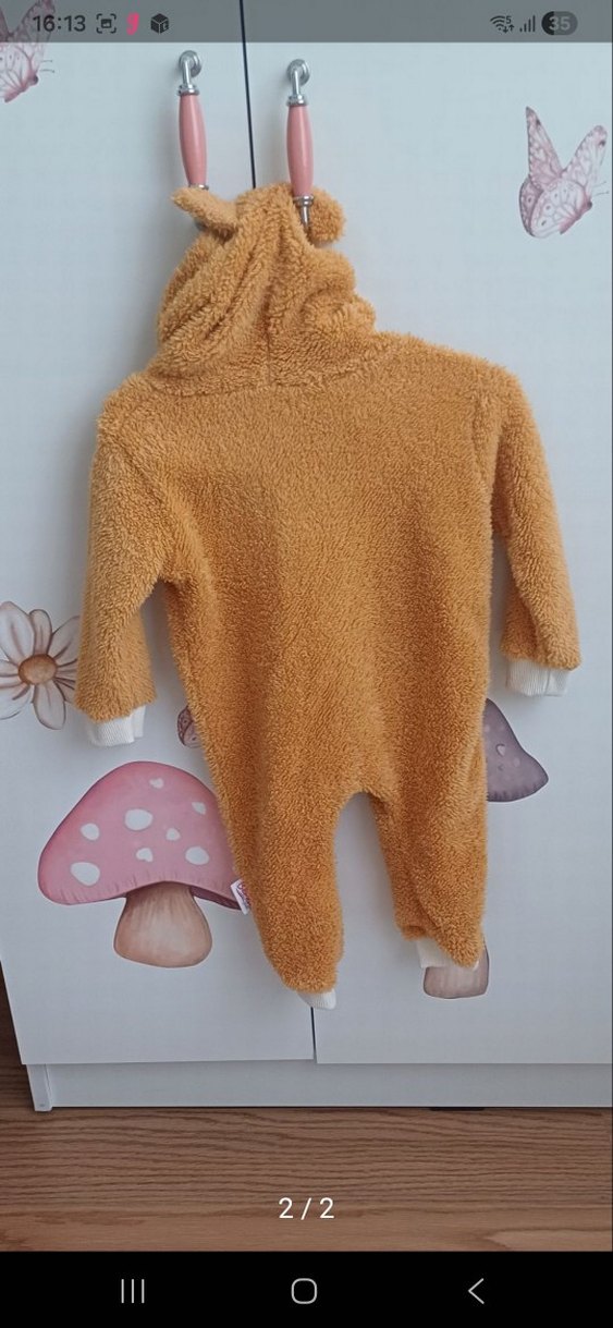 Kahverengi Kapüşonlu Bebek Tulumu - Görsel 2