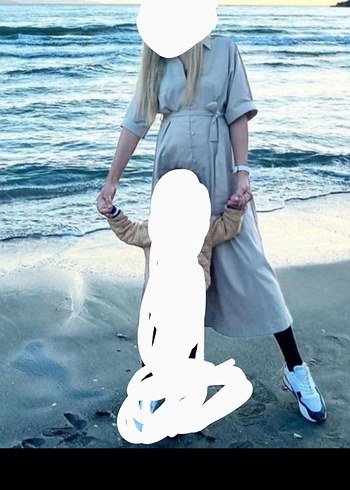 Bej Keten Hamile Uzun Tulum - Görsel 2