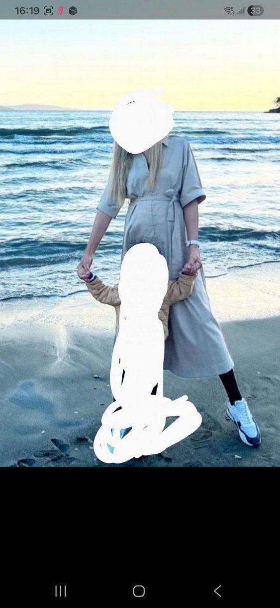 Bej Keten Hamile Uzun Tulum - Görsel 2