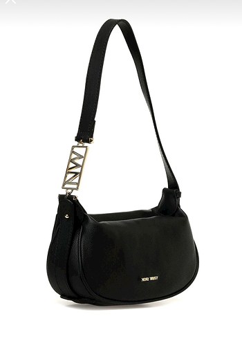 Nine West Nine west Siyah Deri Kemerli Kadın Omuz Çantası