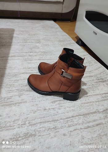 Kahverengi Tokalı Kadın Deri Bot - Görsel 5