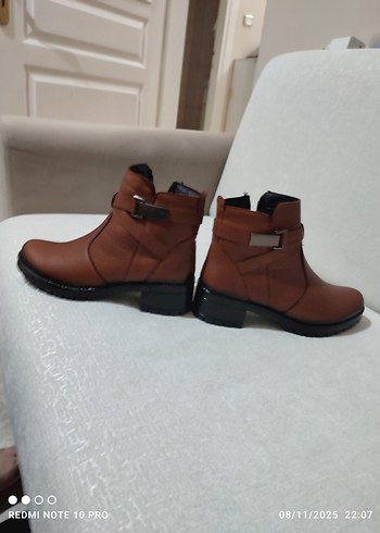 Kahverengi Tokalı Kadın Deri Bot - Görsel 11