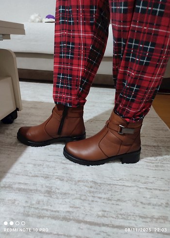 Kahverengi Tokalı Kadın Deri Bot - Görsel 12