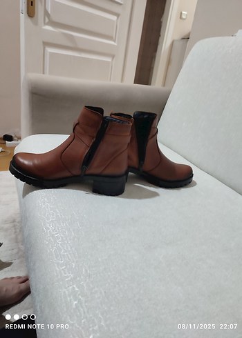 Kahverengi Tokalı Kadın Deri Bot - Görsel 7