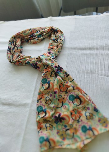 Renkli Desenli yazlık kumaş şal - Görsel 5