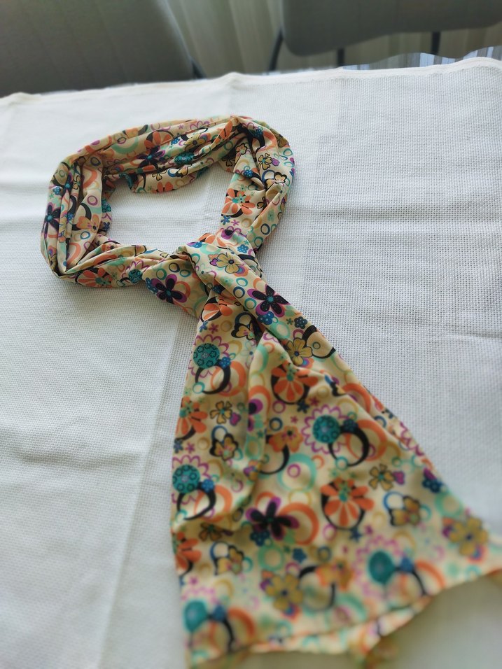 Renkli Desenli yazlık kumaş şal - Görsel 5