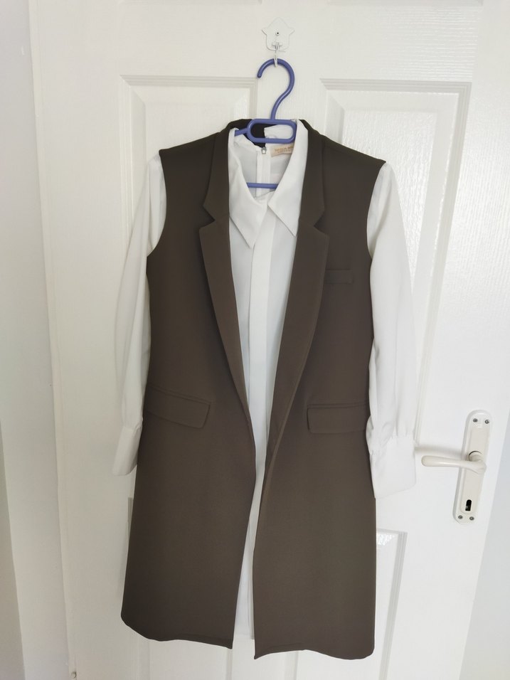 Hâki renk pantolon yelek gömlek takım - Görsel 2